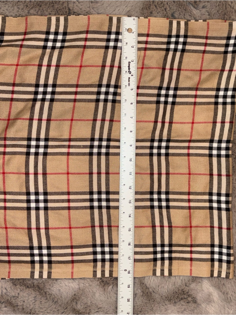 Classic Tan Plaid Fringe Scarf - Picture 4 of 4